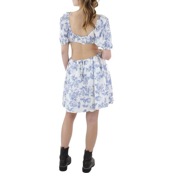 Bardot Womens Eden Blue Summer Cut-Out Short Mini Dress NWOT - Picture 4 of 5